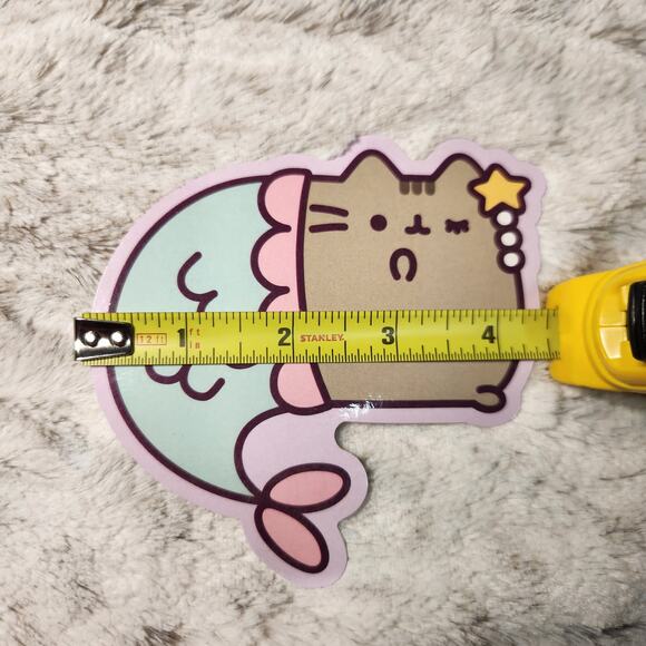 Pusheen the Cat Cute Pink and Green Mermaid Sticker - Picture 3 of 3